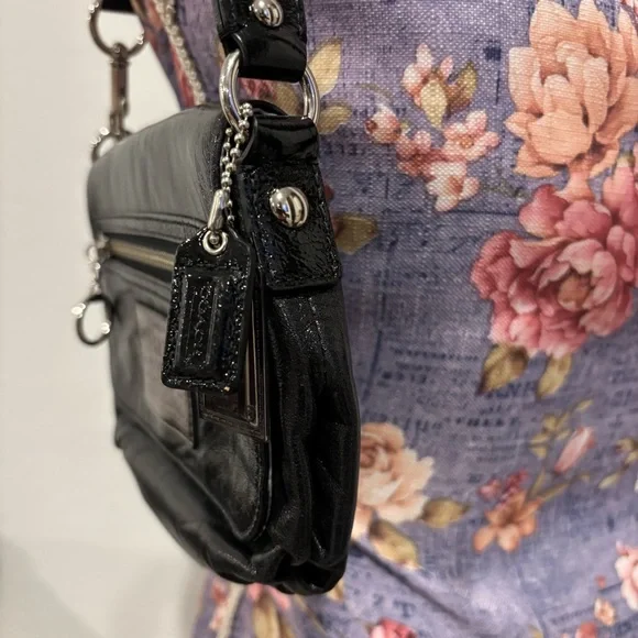 Coach poppy glossy liquid leather top handle mini pouch shoulder bag - Picture 9 of 16